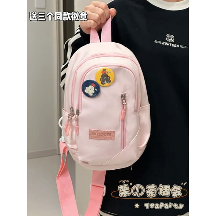 Plain Zip Sling Bag - Pink / One Size