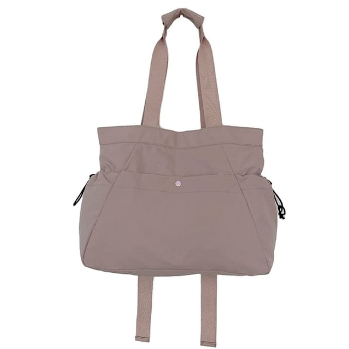 Plain Zip Tote Bag - Pink / One Size