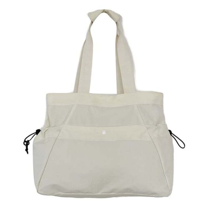 Plain Zip Tote Bag - White / One Size