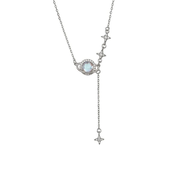 Planet Rhinestone Alloy Lariat Necklace