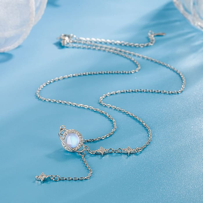 Planet Rhinestone Alloy Lariat Necklace