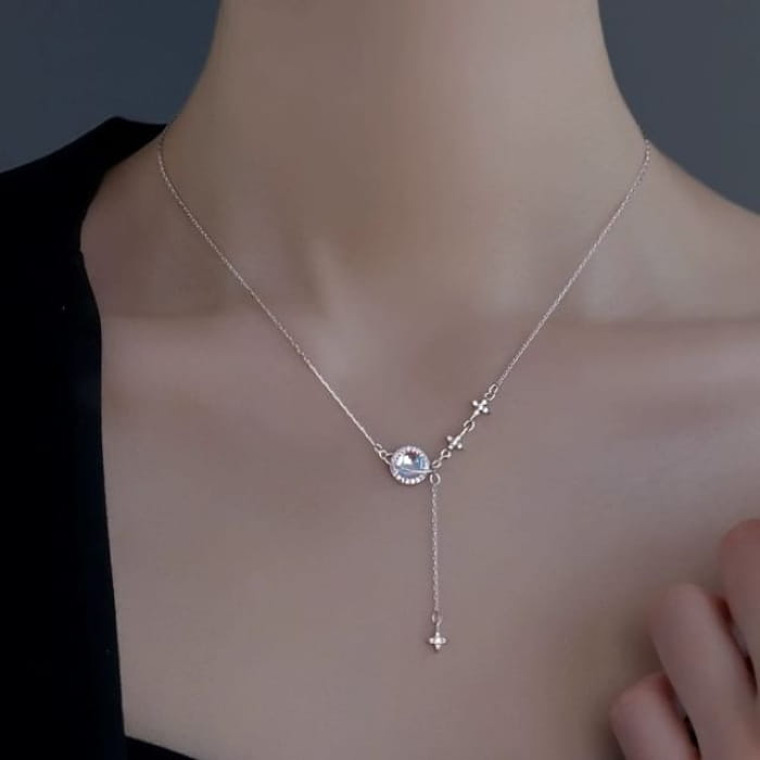 Planet Rhinestone Alloy Lariat Necklace