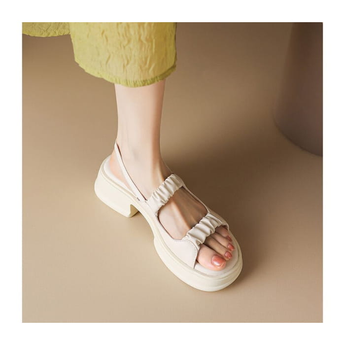 Platform Block Heel Plain Sandals