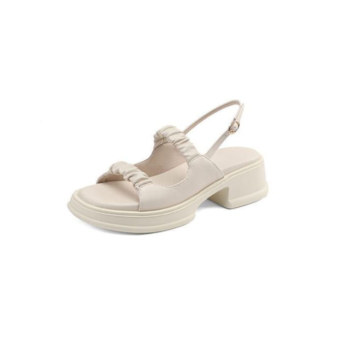 Platform Block Heel Plain Sandals - Off-White / 33