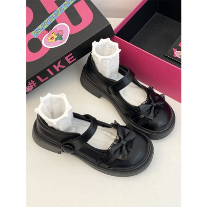 Platform Bow Ruffle Mary Jane Shoes