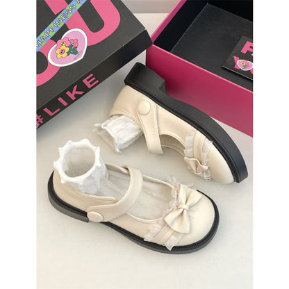 Platform Bow Ruffle Mary Jane Shoes