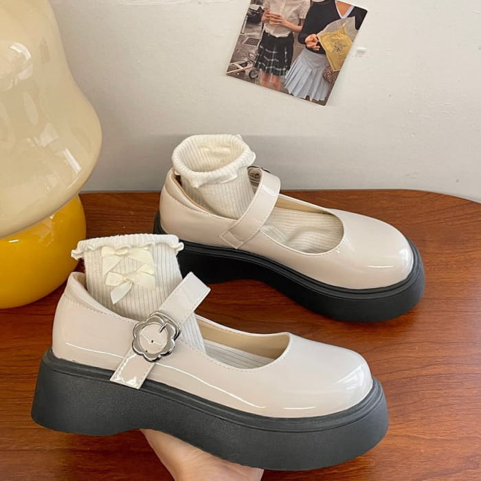 Platform Buckled Mary Jane Shoes