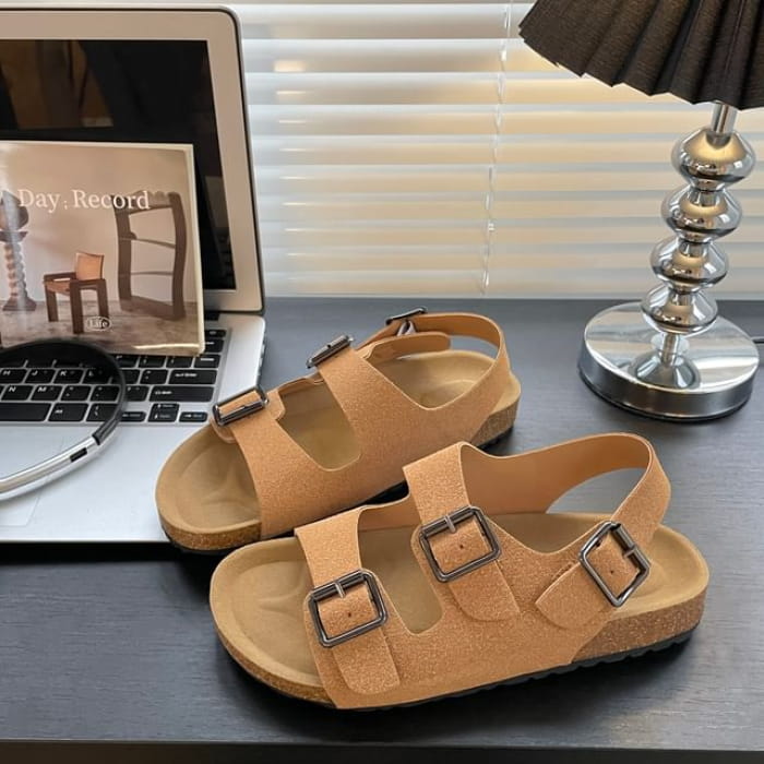 Platform Buckled Sandals - Camel / 35