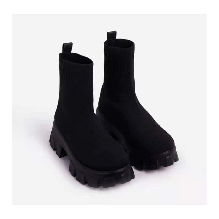 Platform Chunky Heel Sock Boots