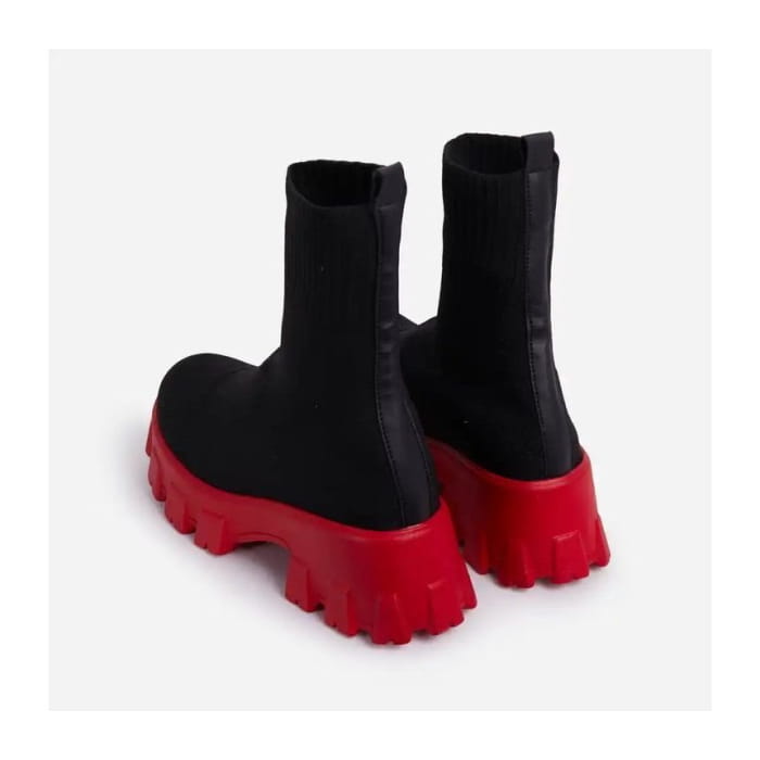 Platform Chunky Heel Sock Boots