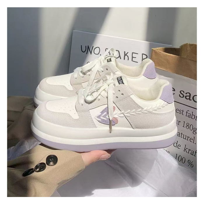 Platform Color Block Stitch Panel Sneakers