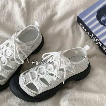 Platform Cutout Panel Sneaker Sandals