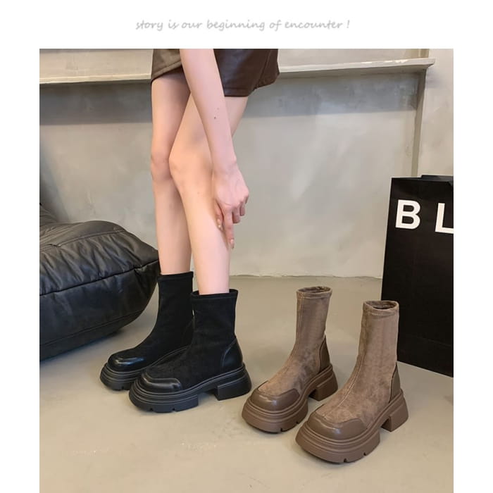 Platform Flat Boots - Shoes