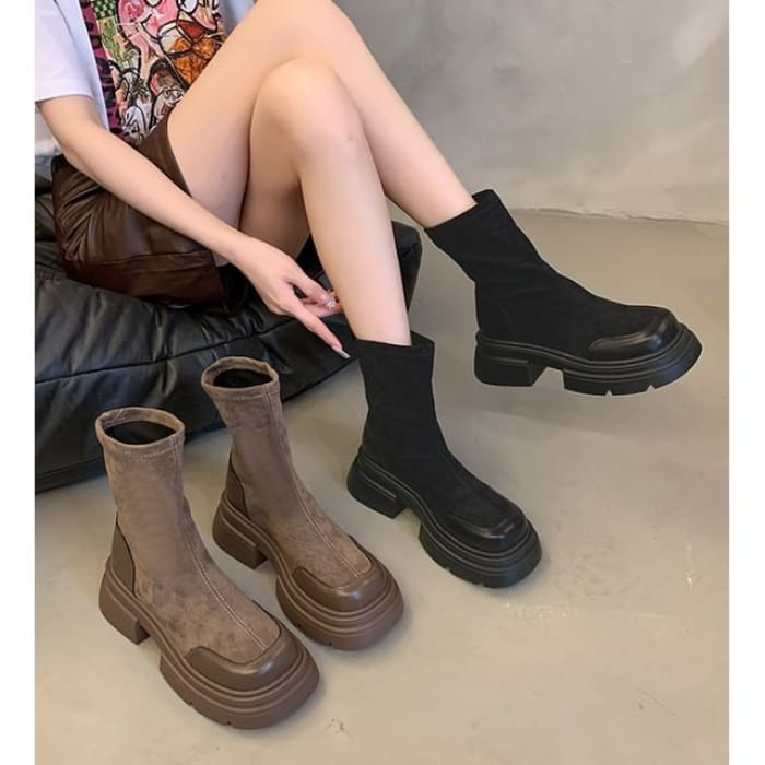 Platform Flat Boots - Shoes