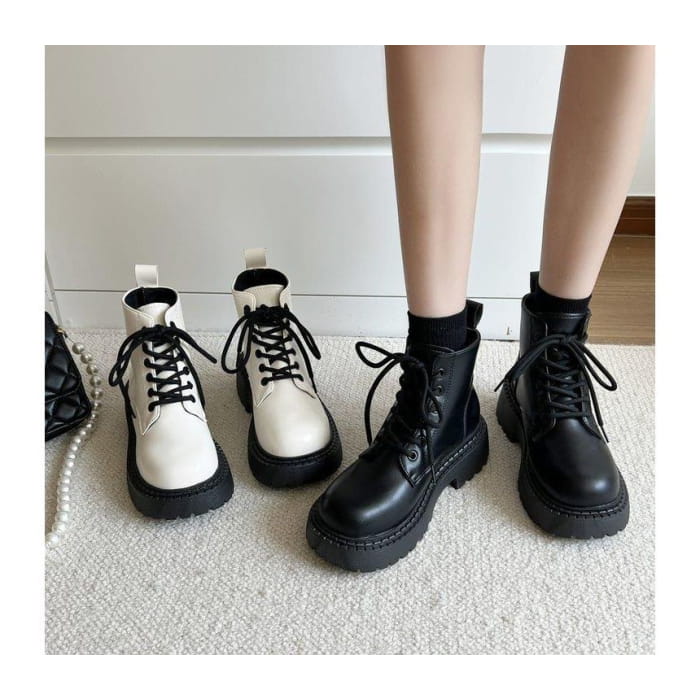 Platform Lace Up Short Boots