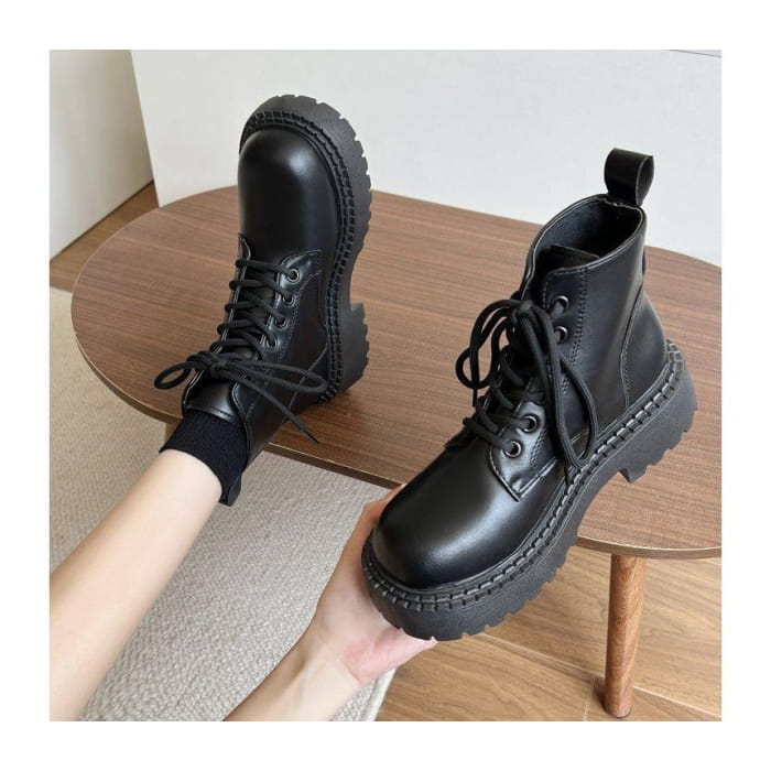 Platform Lace Up Short Boots