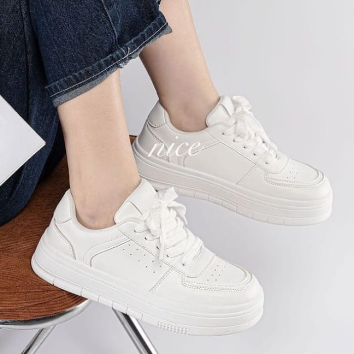 Platform Panel Faux Leather Sneakers