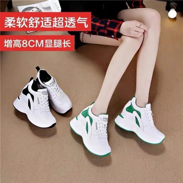 Platform Panel Hidden Wedge Sneakers