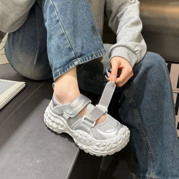 Platform Panel Mesh Sneaker Sandals