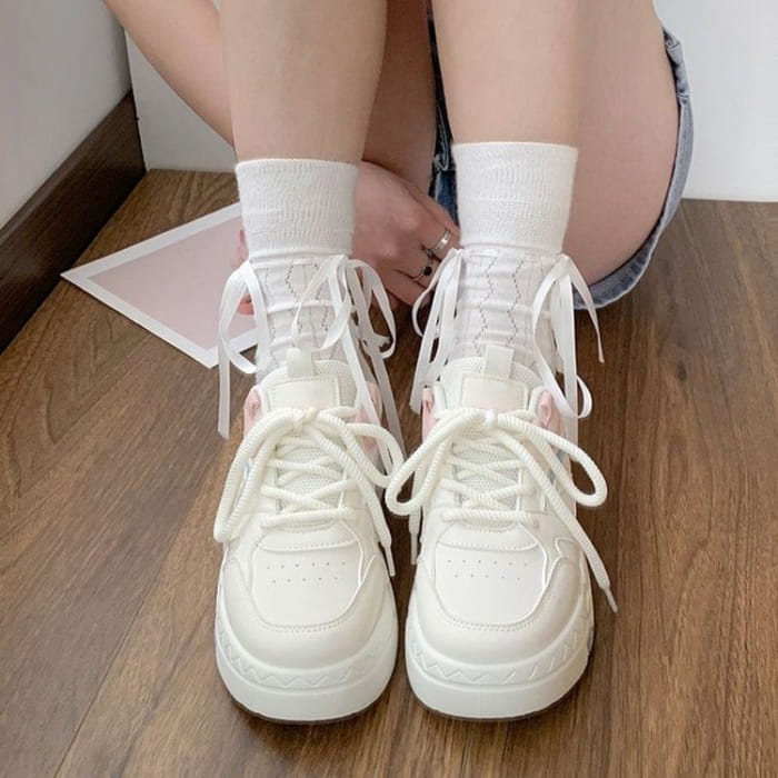 Platform Panel Mesh Sneakers