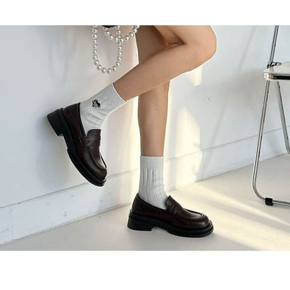 Platform Plain Faux Leather Penny Loafers