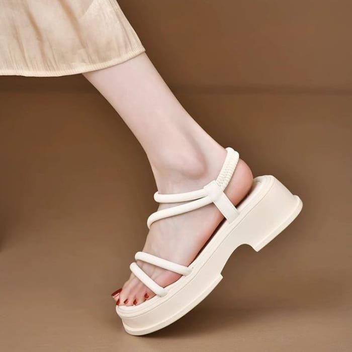 Platform Plain Sandals - White / 35