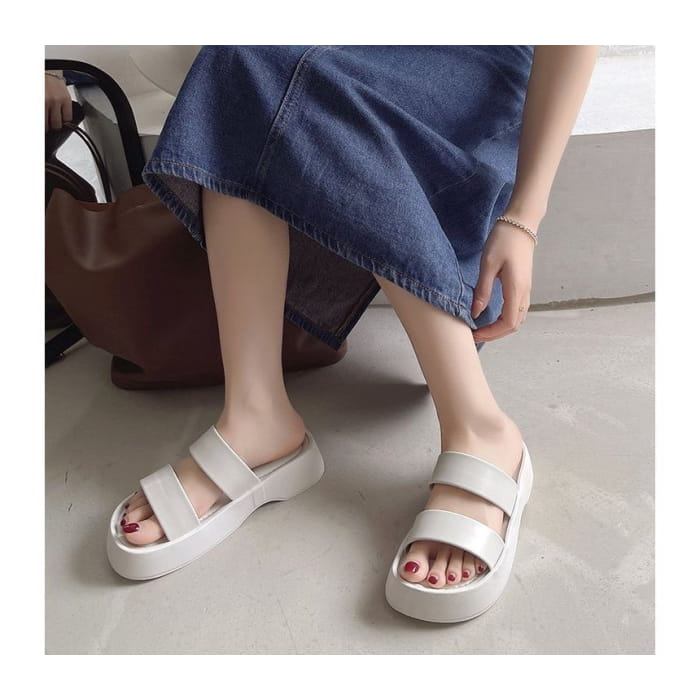 Platform Plain Slide Sandals