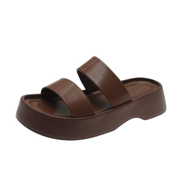 Platform Plain Slide Sandals