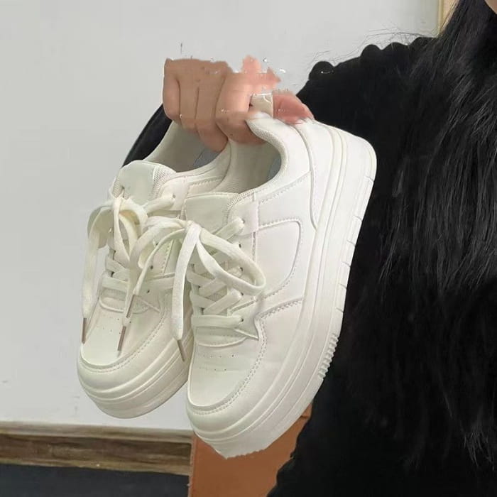 Platform Plain Sneakers