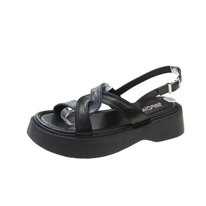 Platform Slingback Sandals - Black / 35