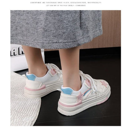 Platform Star Applique Panel Mesh Sneakers