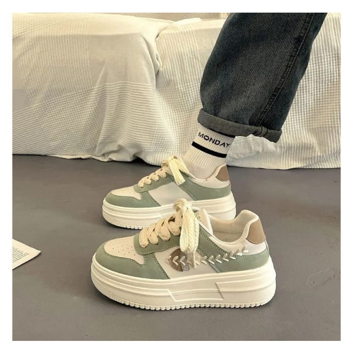 Platform Stitch Panel Sneakers