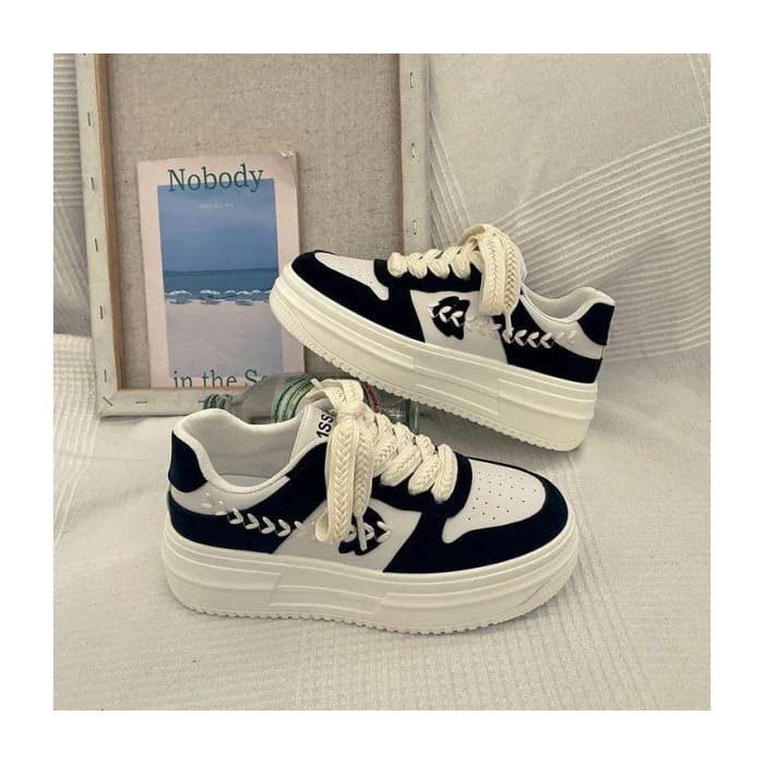 Platform Stitch Panel Sneakers