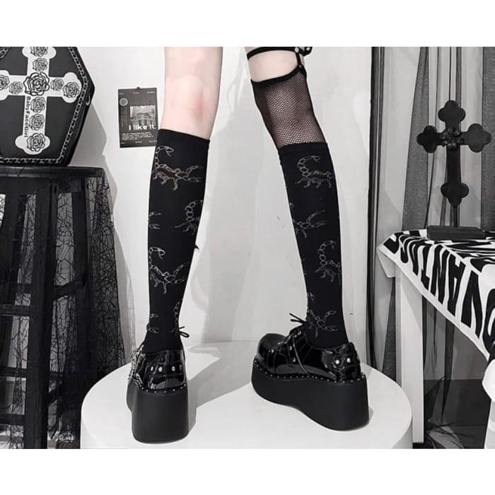 Platform Studded Buckled Cross Lace Up Shoes