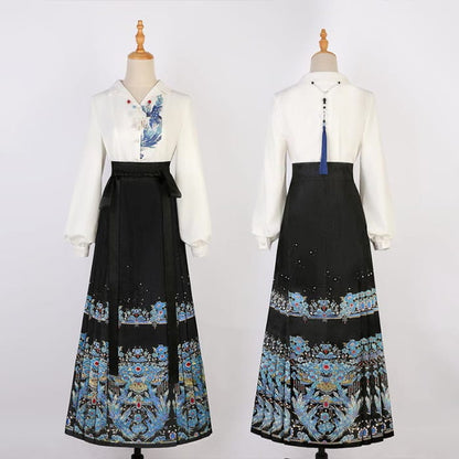 Plumage Embroidery Shirt Flower Tapestry Skirt