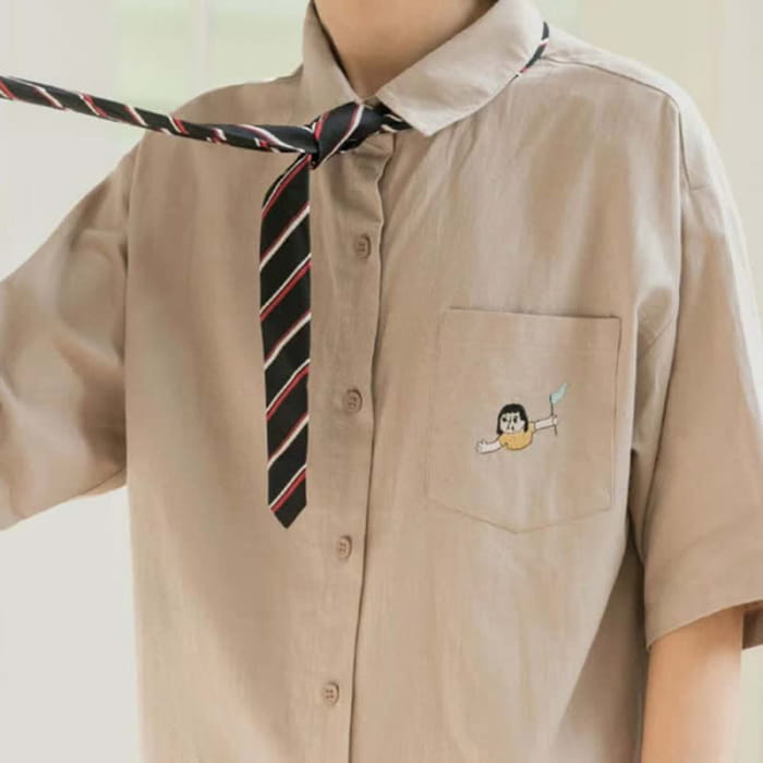 Pocket Lapel Tie T-Shirt Denim Overall Dress Set