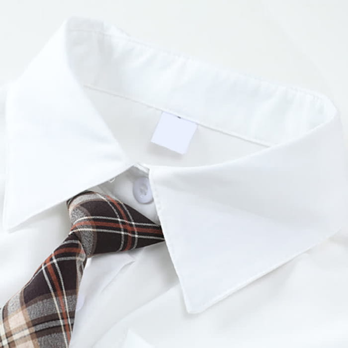 Pocket Lapel Tie T-Shirt Denim Overalls Set