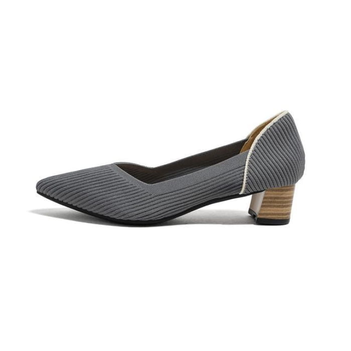 Pointed Ribbed Flats - Gray / 34