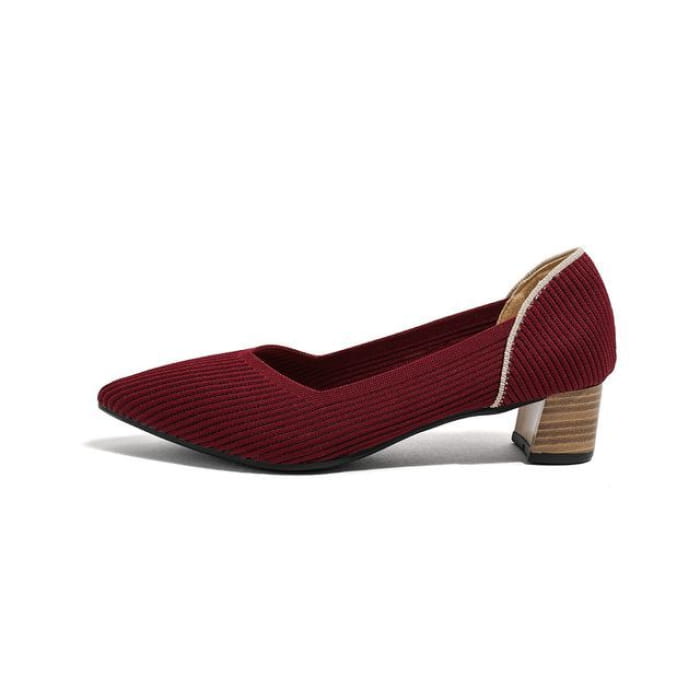 Pointed Ribbed Flats - Red / 34