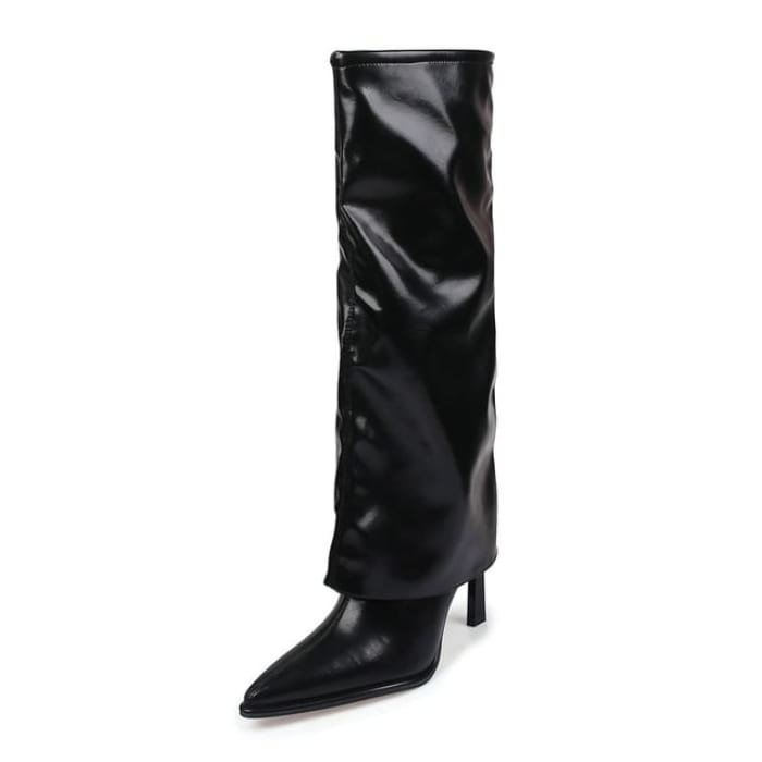 Pointed Stiletto Tall Boots - Black / 35