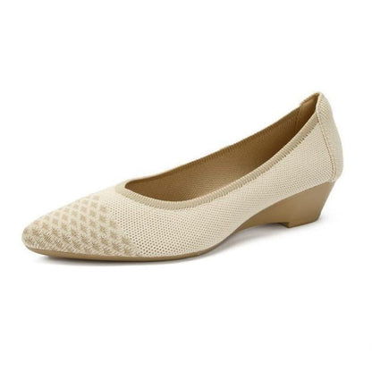 Pointed Wedge Pumps - Argyle - Almond / 34