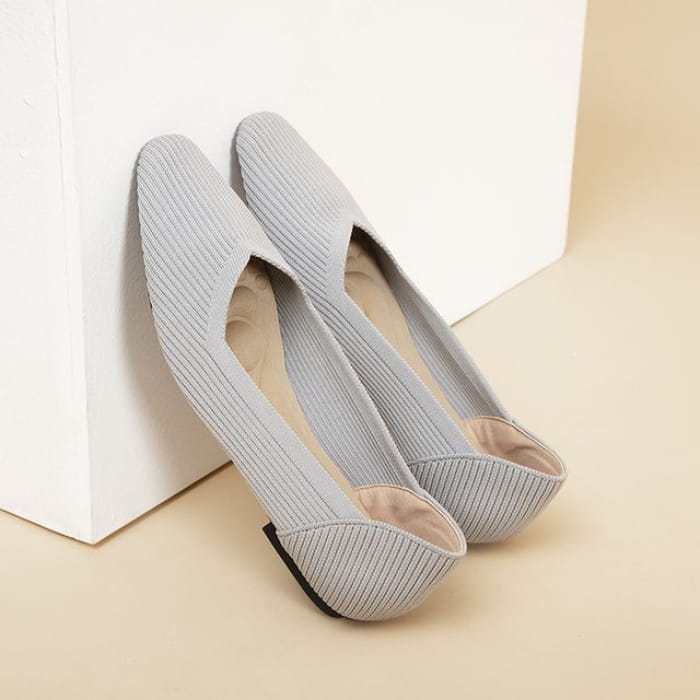 Pointy Knit Flats - Gray / 34