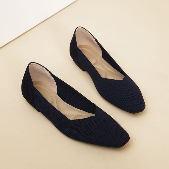 Pointy Knit Flats - Sapphire Blue / 34