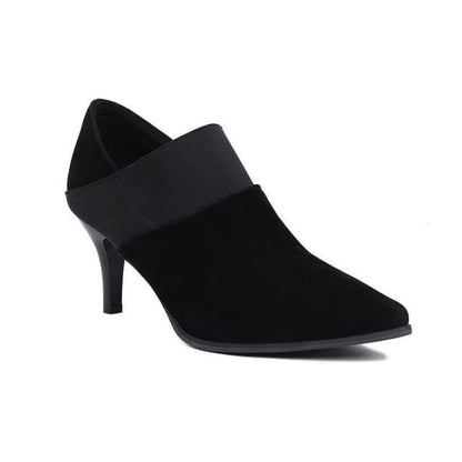 Pointy Toe High Heel Ankle Boots - Black / 34