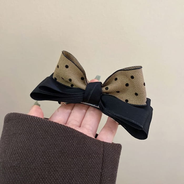 Polka Dot Bow Barrette - Hair Accessories