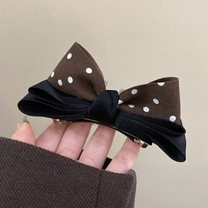 Polka Dot Bow Barrette - Hair Accessories