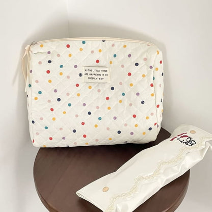 Polka Dot Fabric Makeup Bag / Clutch