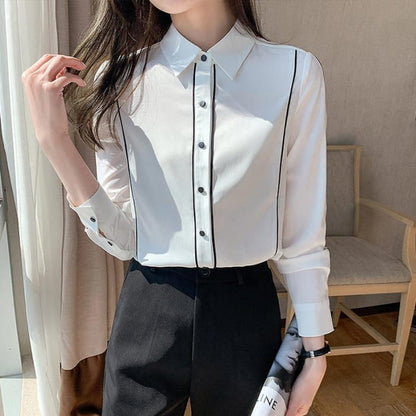 Polo Collar Blouse Workwear Shirt