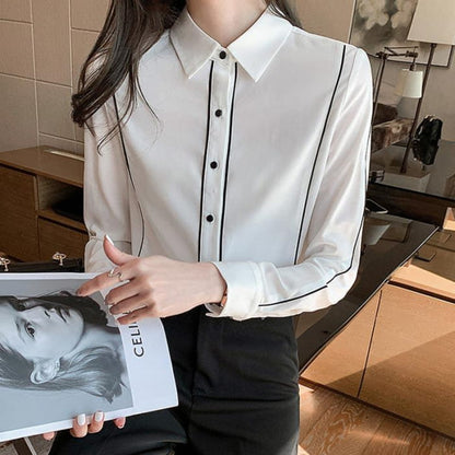 Polo Collar Blouse Workwear Shirt