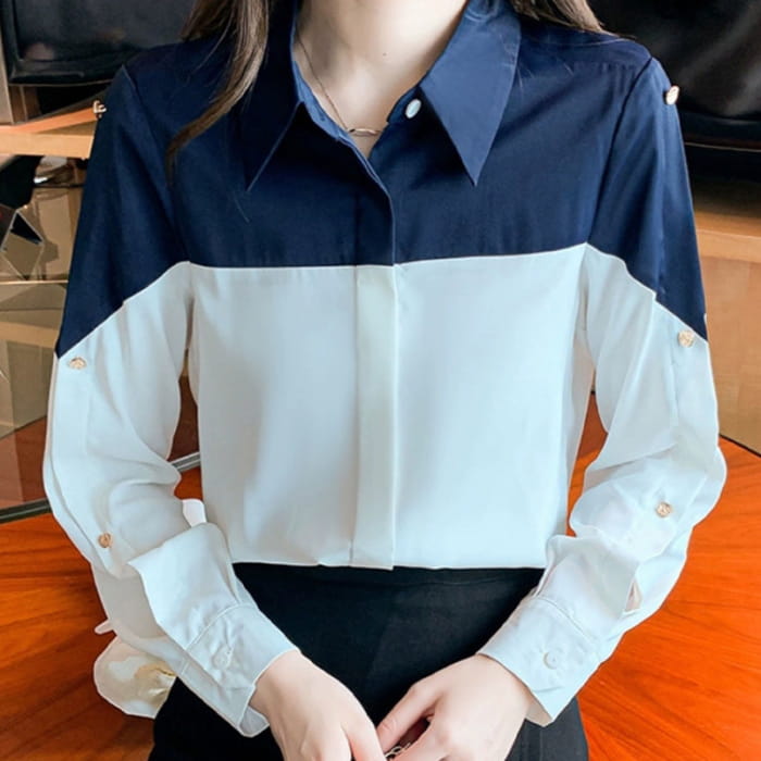 Polo Collar Long Sleeve Fashion Shirt